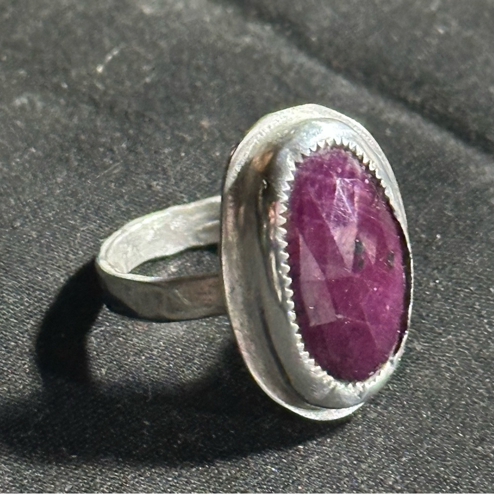 Sterling Silver, Ruby Artisan Made Ring - image 4